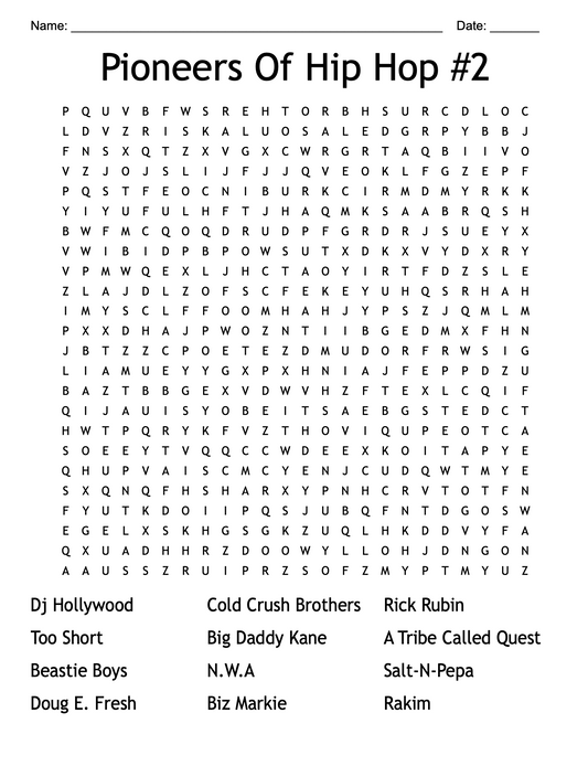 This Weeks Hip Hop Word Finder: Pioneers Of Hip Hop 2